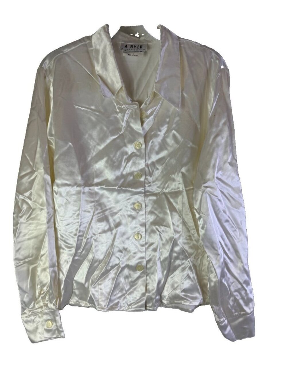 Vintage Y2K Satin Silky Button Shirt Cropped USA Renaissance Baby